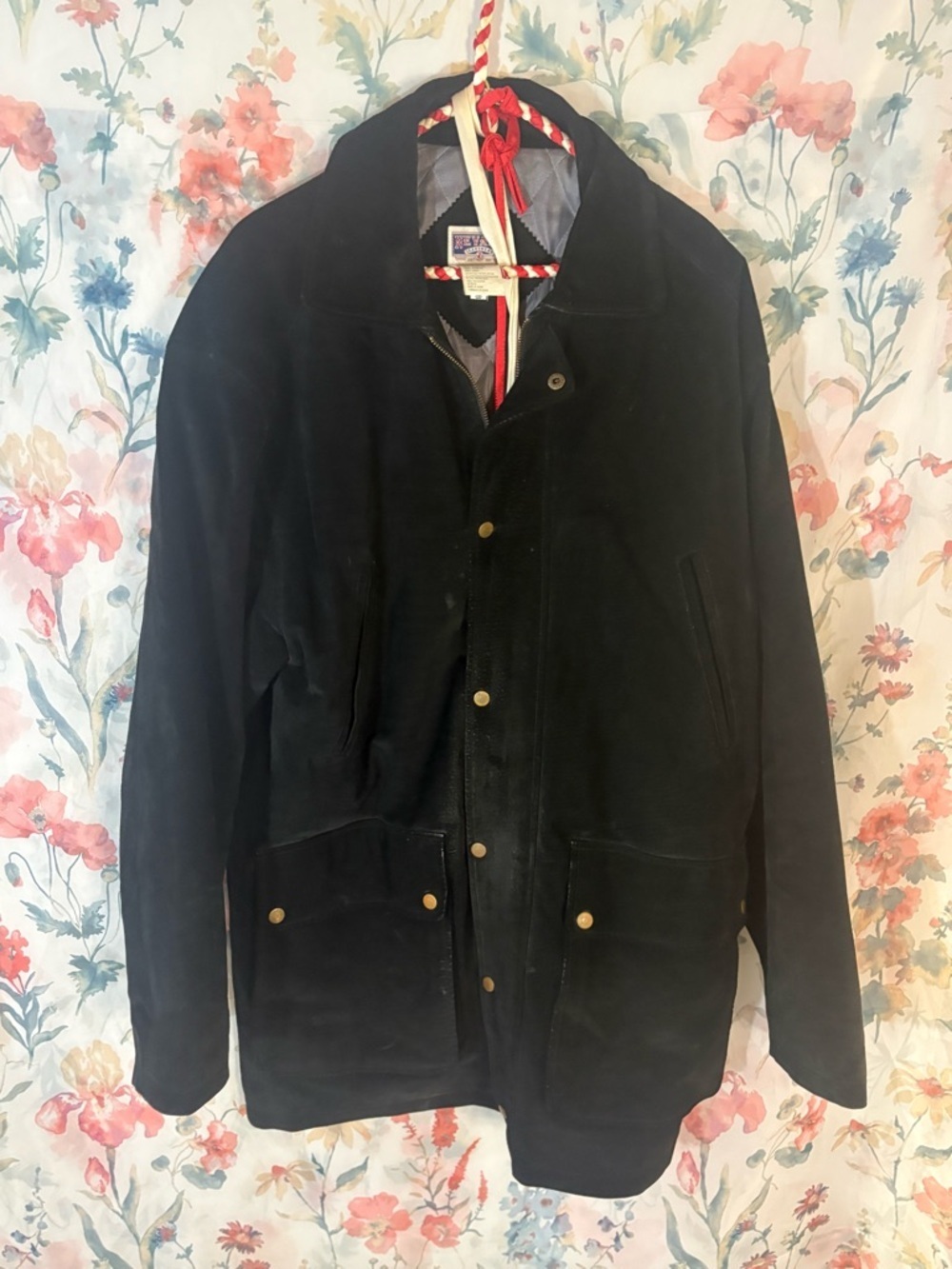 Vintage Men's Black Suede Button-Front Jacket